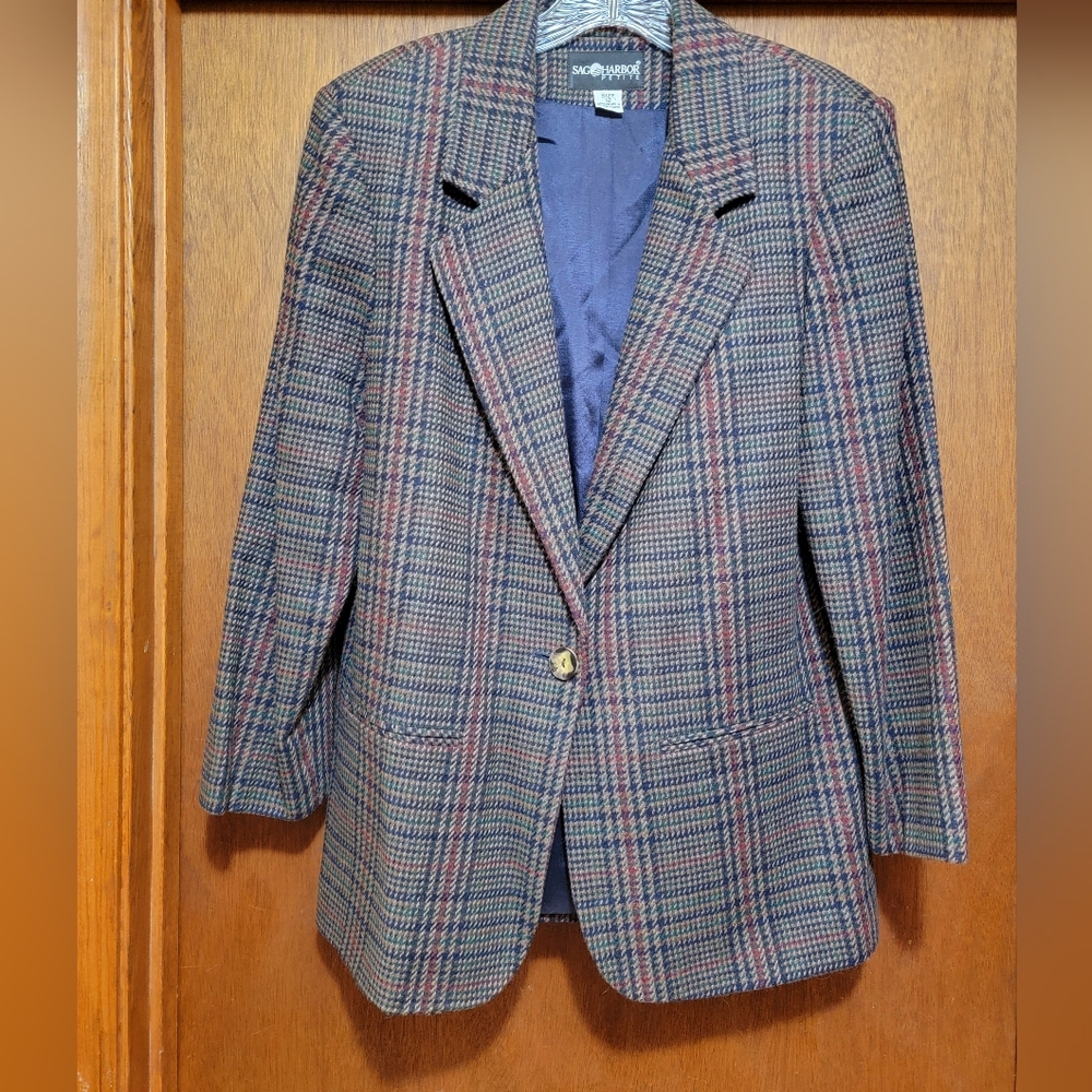 Sag Harbor brown plaid blazer jacket coat